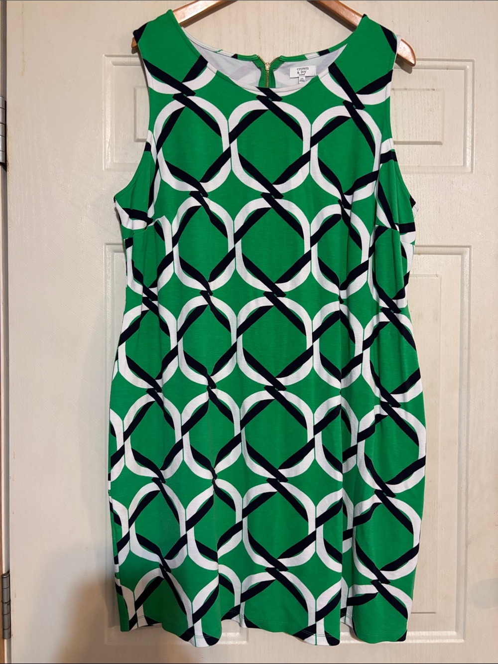 crown & ivy‎ Green Geometric Sheath Dress